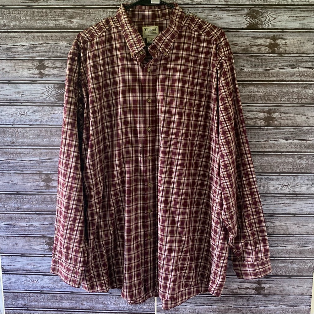 LL Bean Men's Traditional Fit Long-Sleeved Button-Down Shirt Size XL Tall
